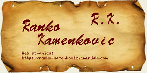 Ranko Kamenković vizit kartica